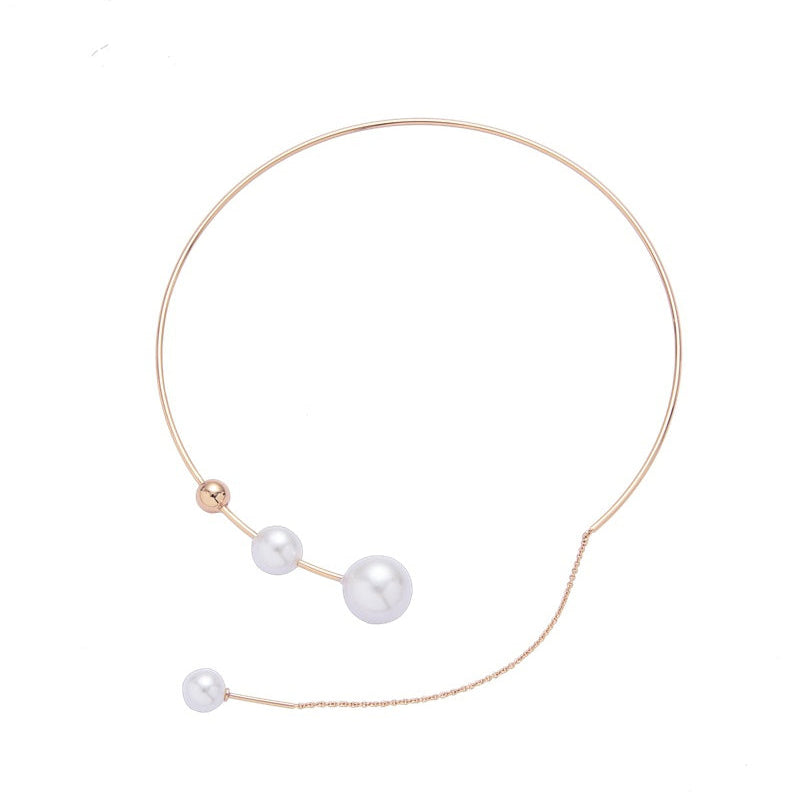 Collier clavicule pour femme avec fausse perle