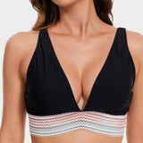 Bikini taille haute gainante à motif colorblock – maintien, confort et style tendance